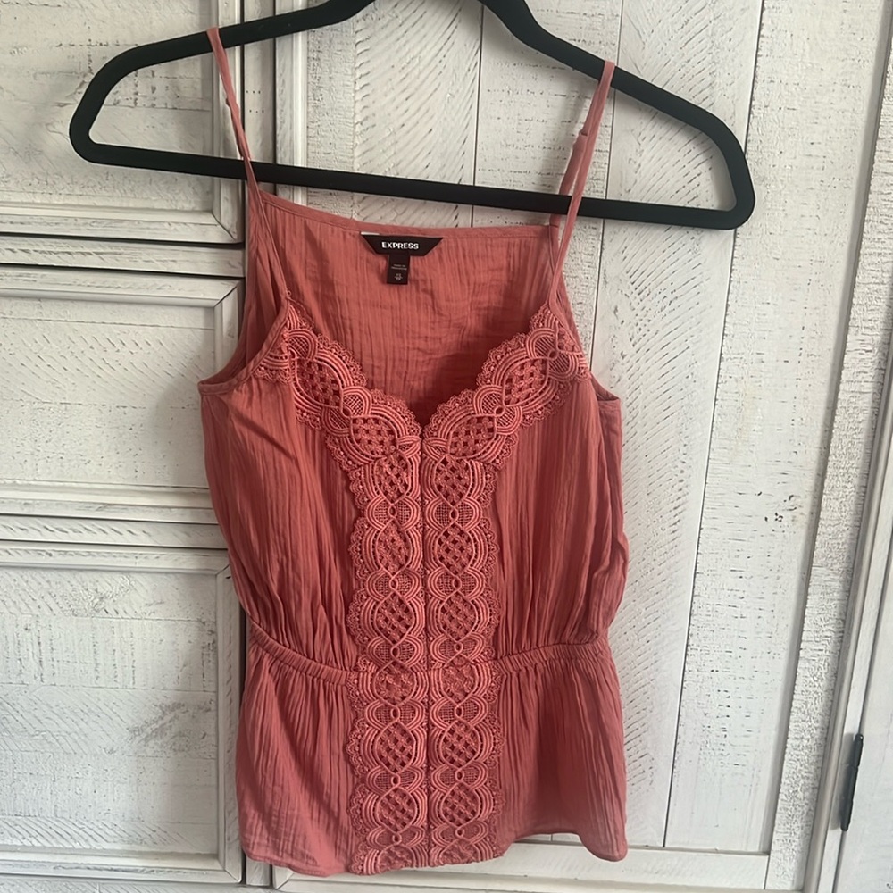 Express cotton embroidered/lace tank top